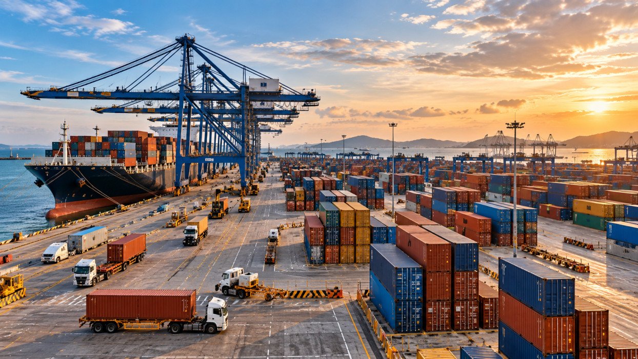 Container yard at Laem Chabang — wide frame